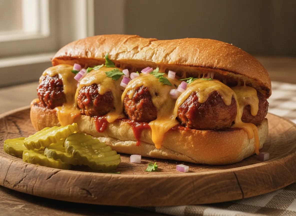 Air Fryer BBQ Chicken Meatball Subs