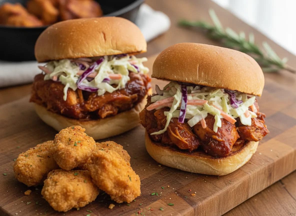 Air Fryer BBQ Pulled Chicken Sandwiches