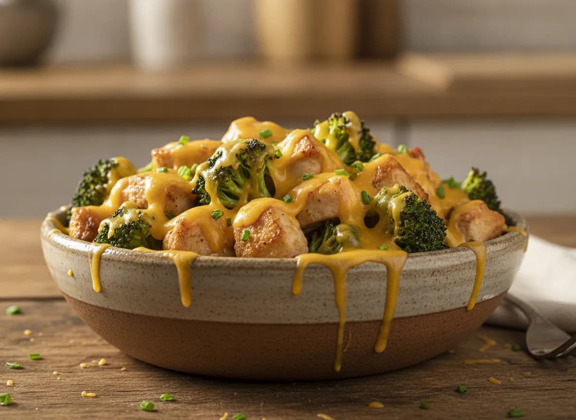 Air Fryer Cheesy Chicken and Broccoli Florets