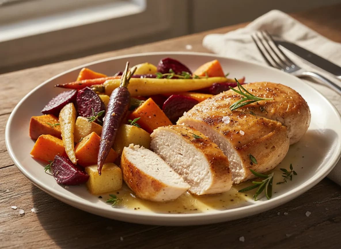 Air Fryer Chicken Breast with Roasted Root Vegetables