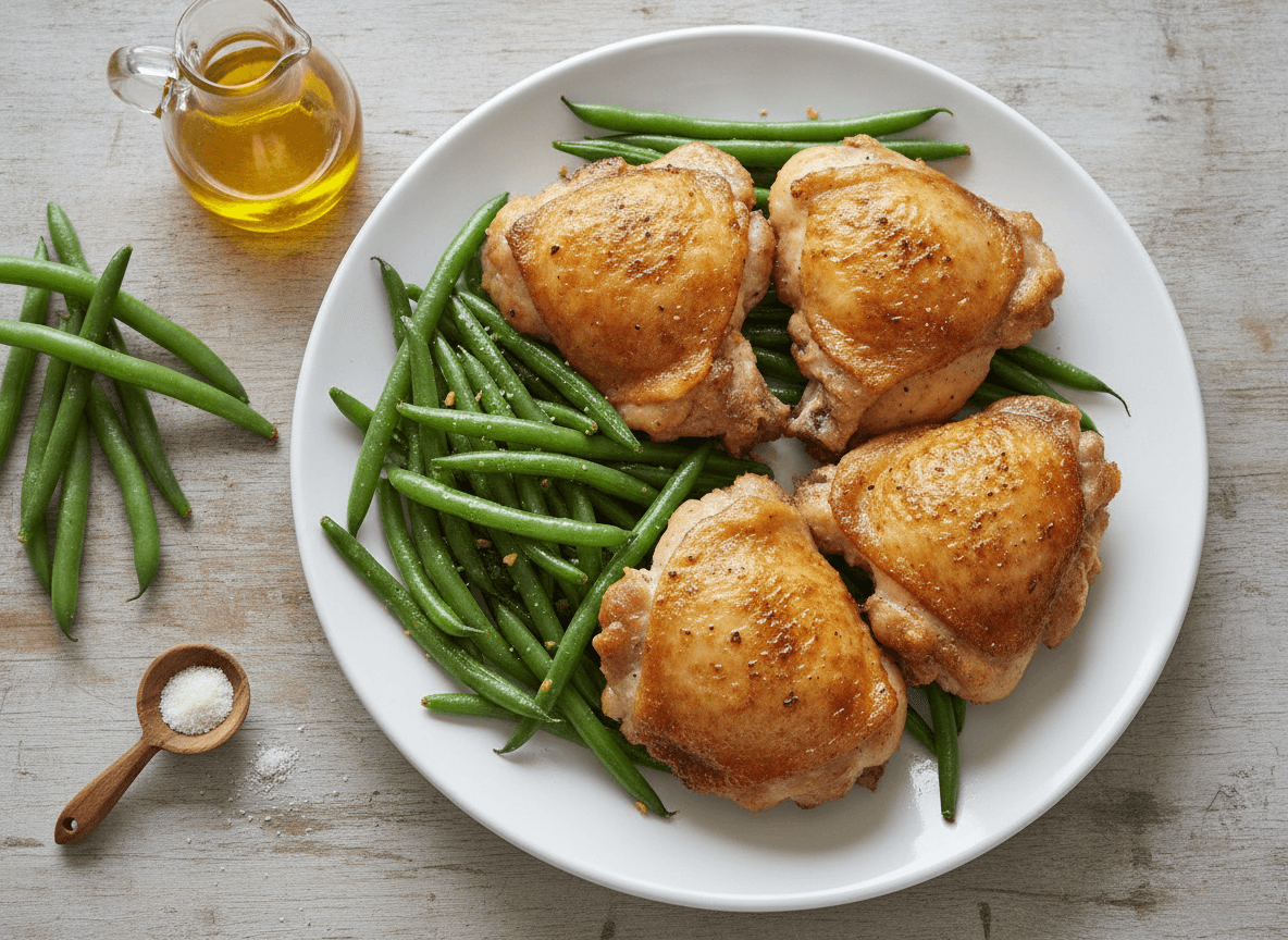 Air Fryer Chicken Thighs and Green Beans recipe