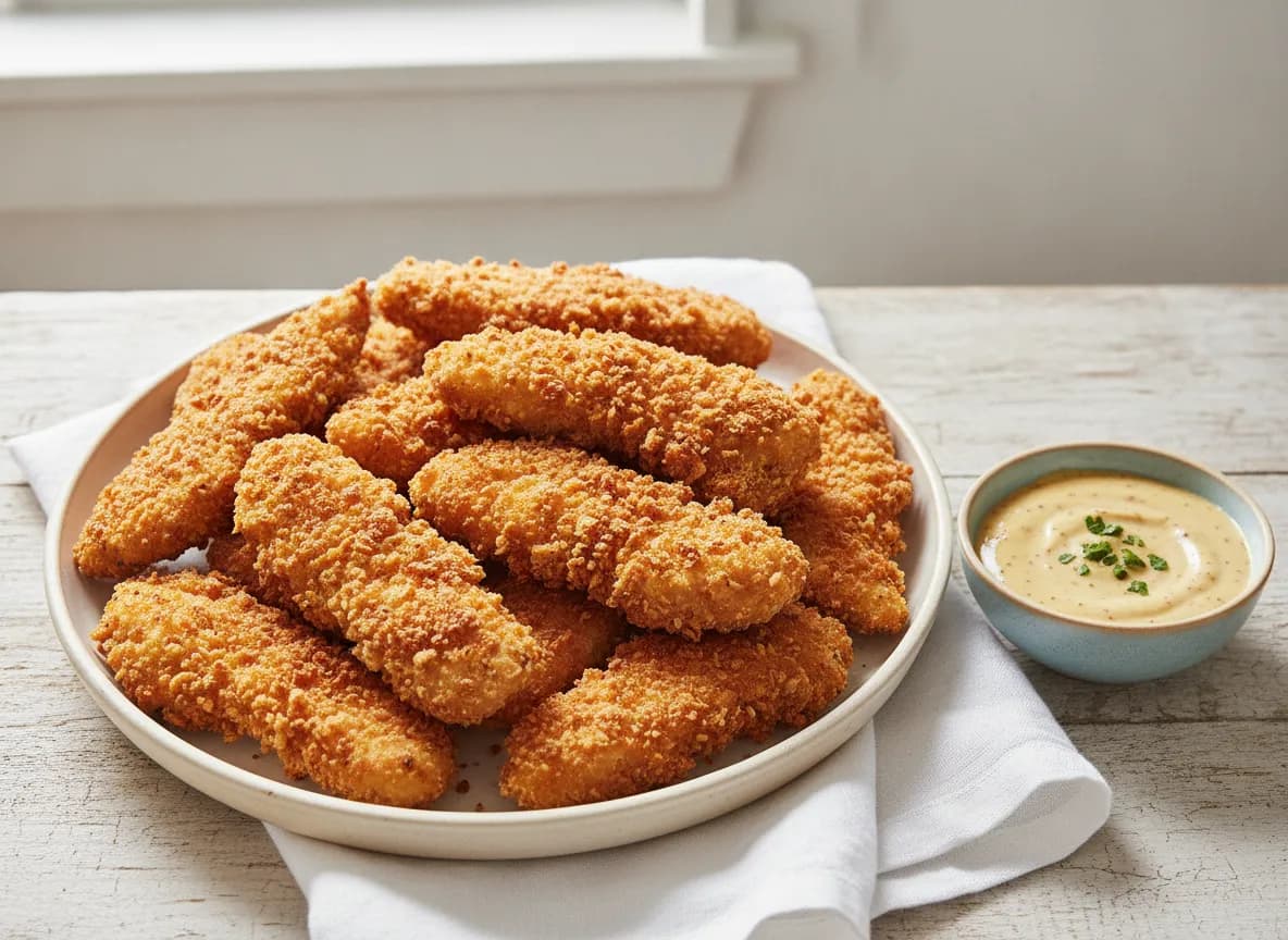 Air Fryer Crispy Chicken Tenders with Honey Mustard Dip