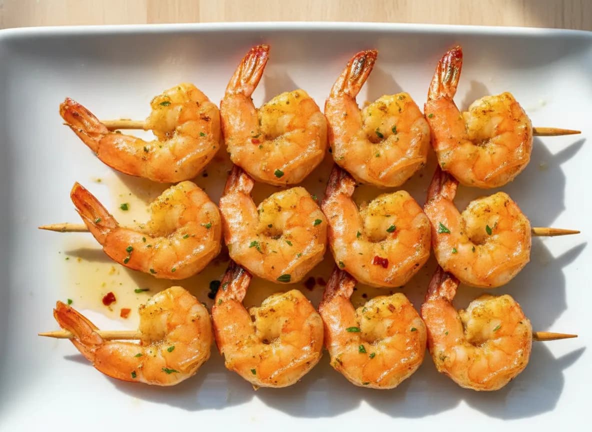 Air Fryer Garlic Butter Shrimp Skewers
