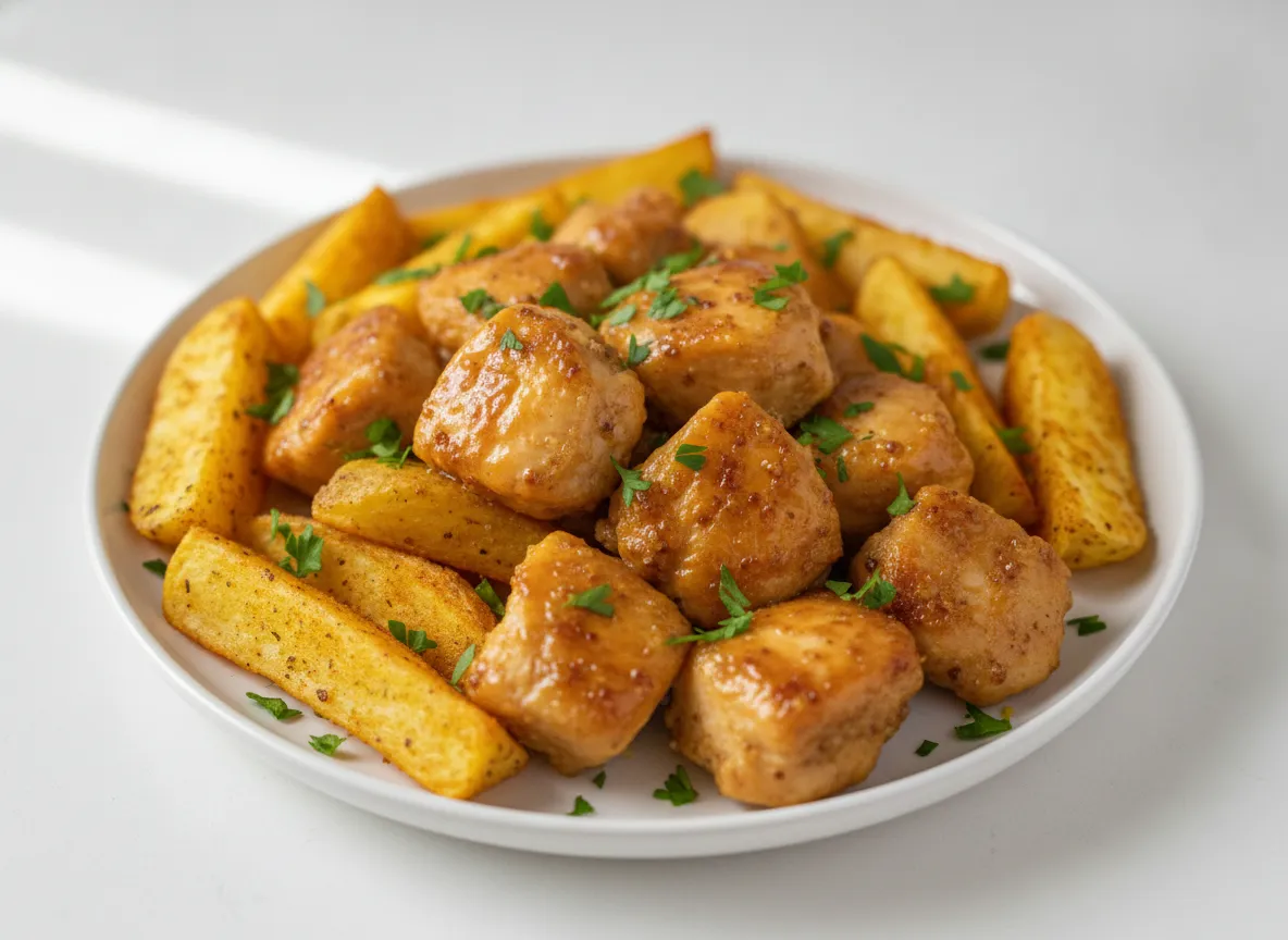 Air Fryer Honey Mustard Chicken and Potatoes