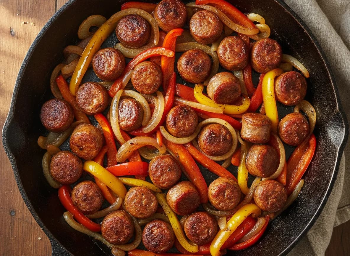 Air Fryer Italian Sausage and Peppers with Onions