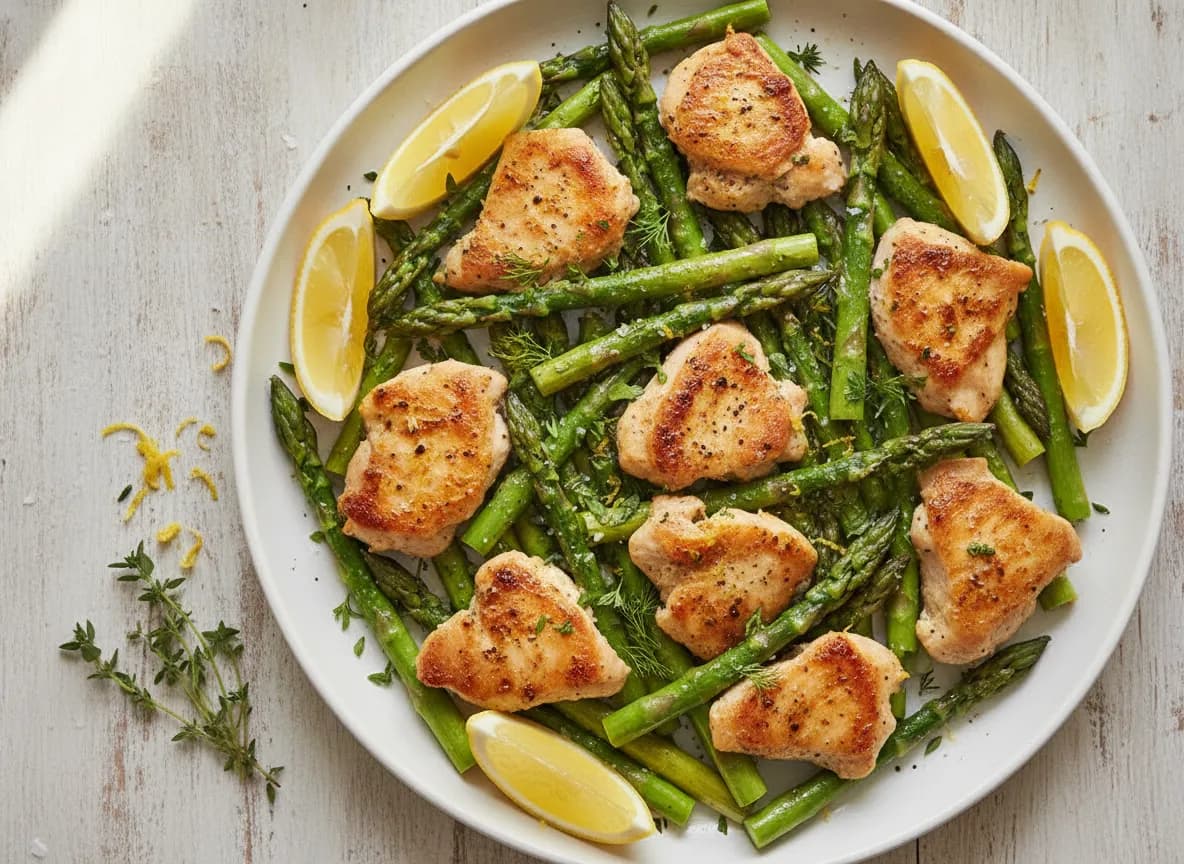 Air Fryer Lemon Herb Chicken and Asparagus