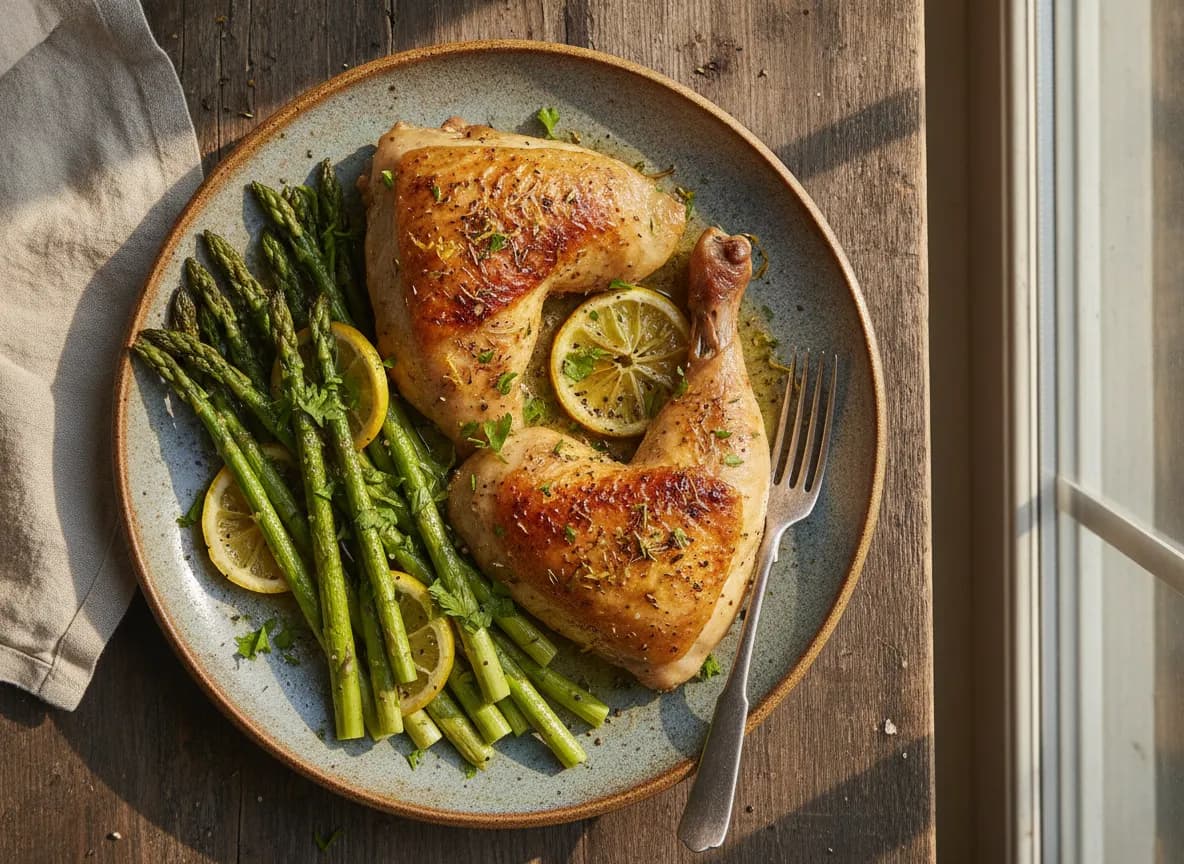 Air Fryer Lemon Herb Chicken & Asparagus
