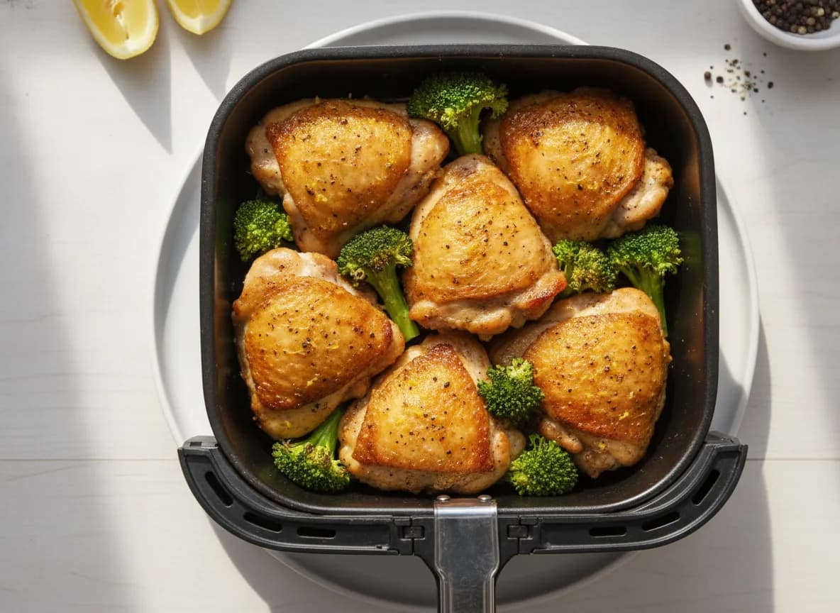 Air Fryer Lemon Pepper Chicken Thighs with Broccoli