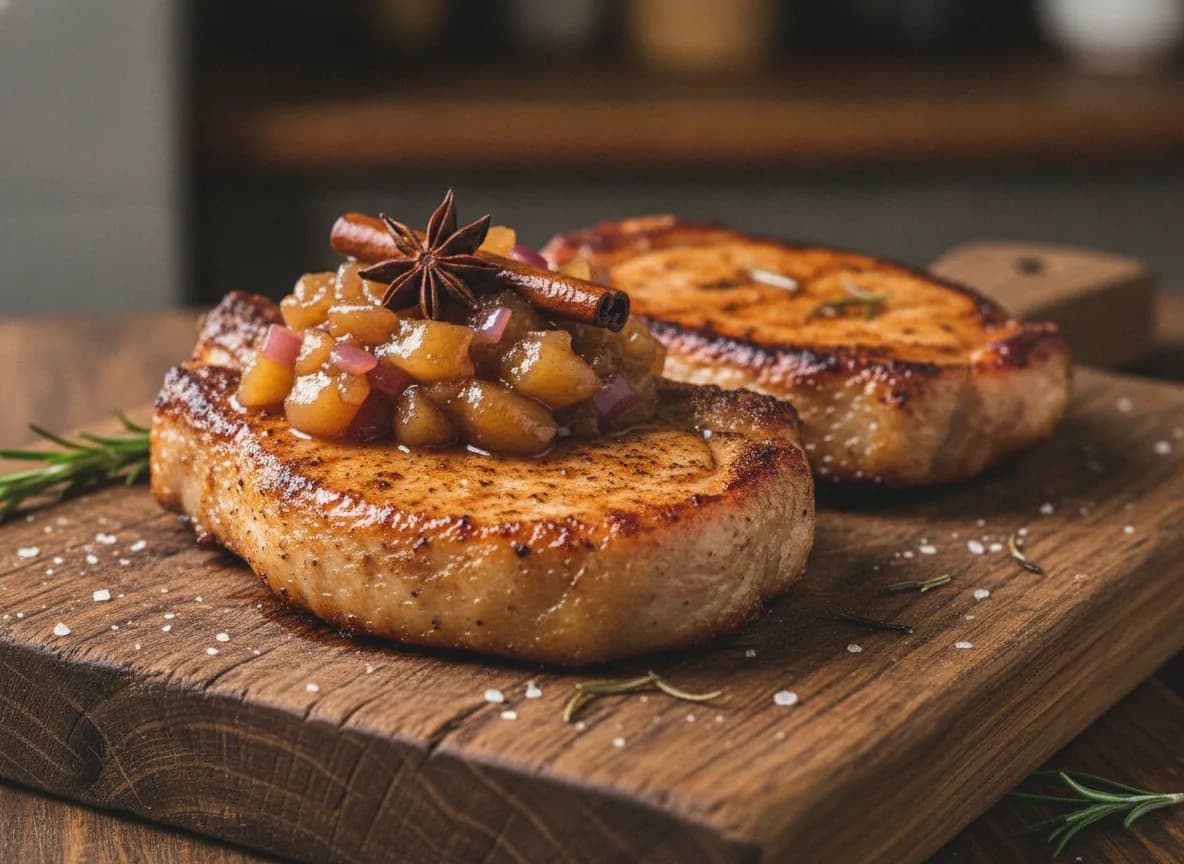 Air Fryer Pork Chops with Apple Chutney