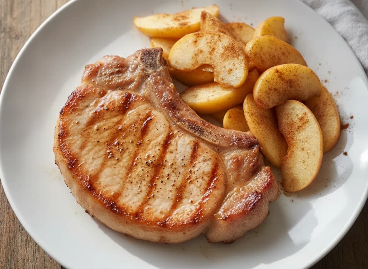 Air Fryer Pork Chops with Apple Slices