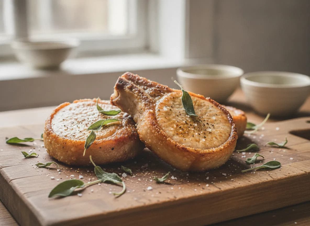 Air Fryer Pork Chops with Crispy Sage