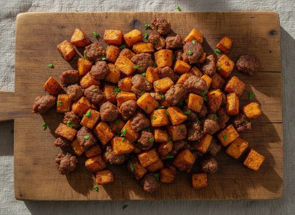 Air Fryer Sausage and Sweet Potato Hash