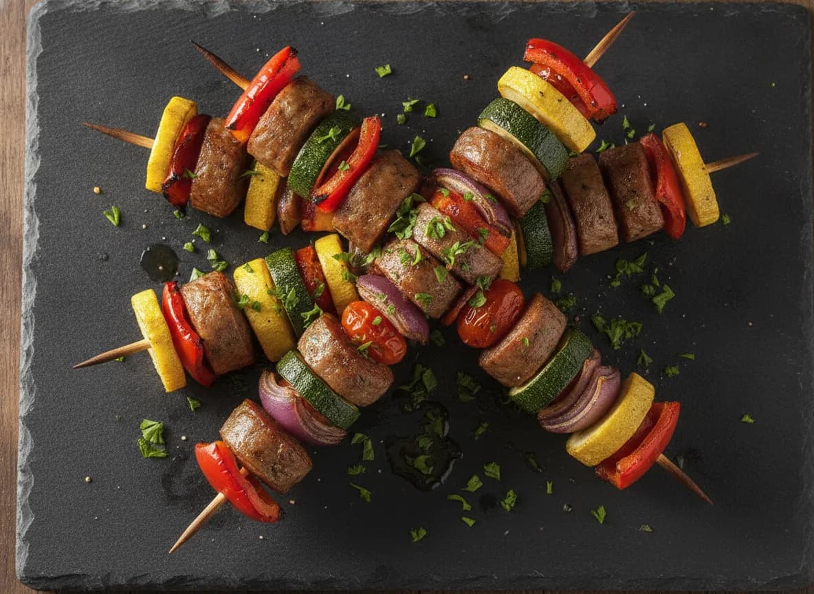 Air Fryer Speedy Sausage and Veggie Skewers