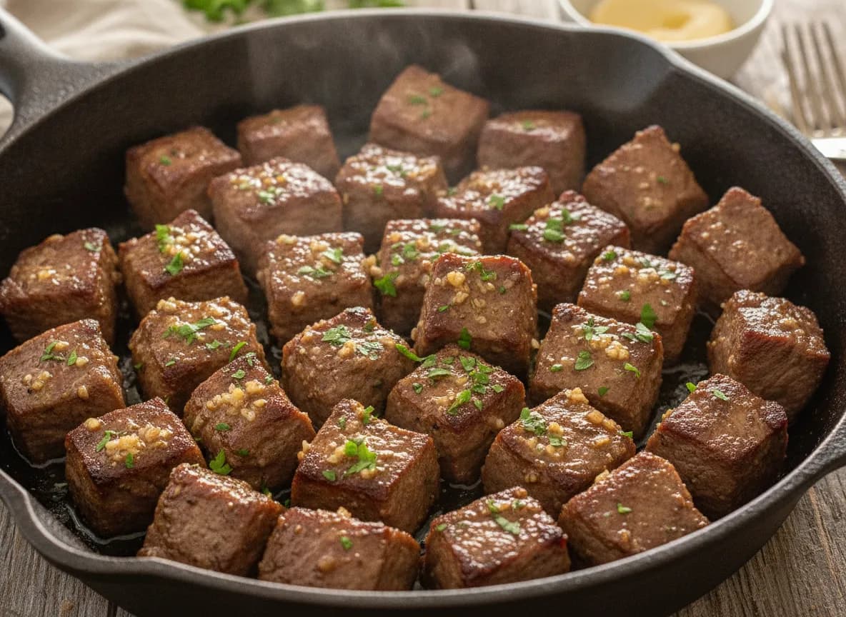Air Fryer Steak Bites with Garlic Herb Butter