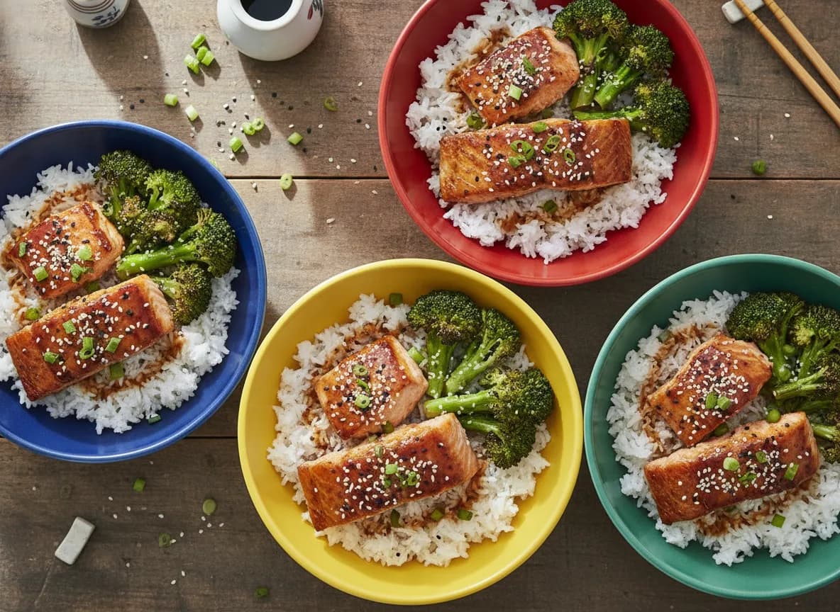 Air Fryer Teriyaki Salmon Bowls