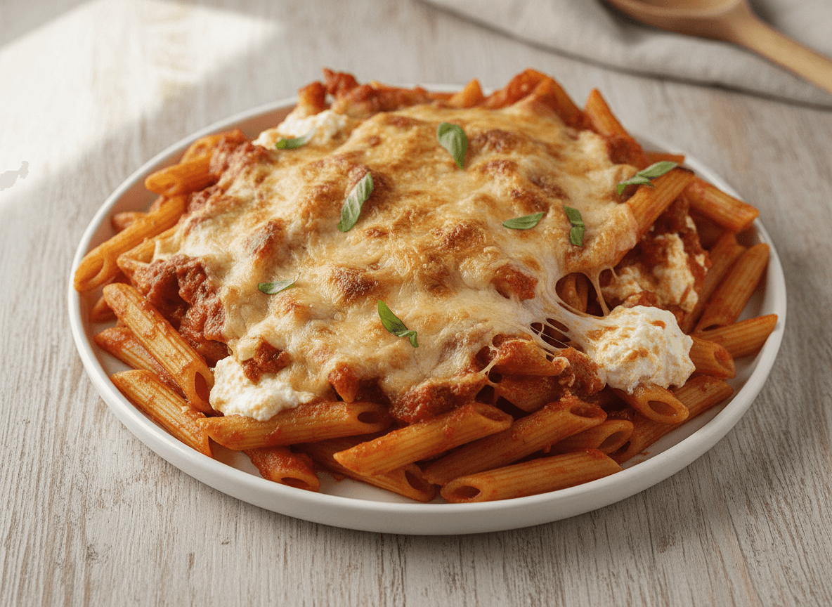 Baked Penne with Mozzarella recipe