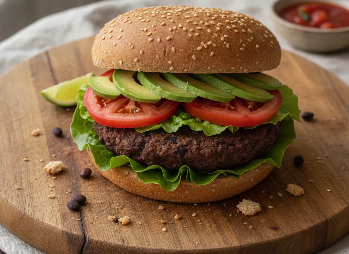Black Bean Burgers on Whole Wheat Buns