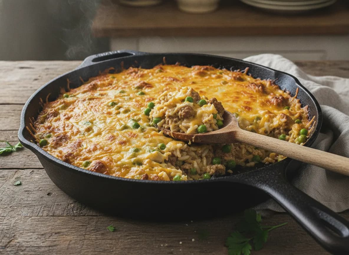 Cheesy Ground Turkey and Rice Skillet