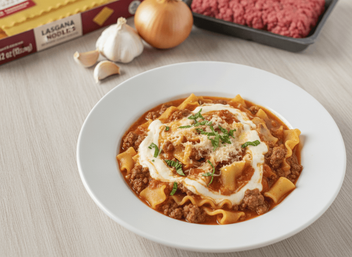 Cheesy Lasagna Soup recipe