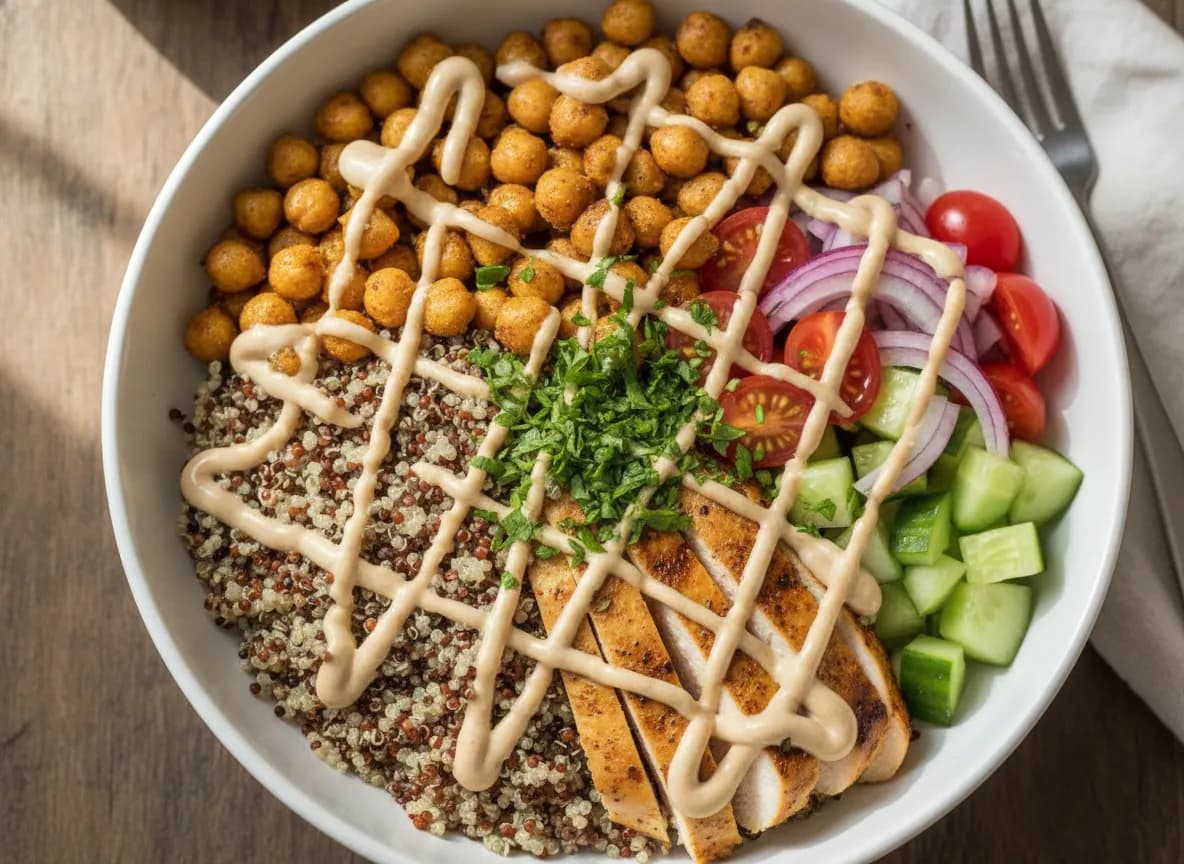 Chicken and Chickpea Power Bowls with Tahini Dressing