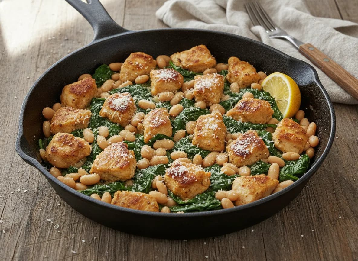 Chicken and White Bean Skillet with Spinach