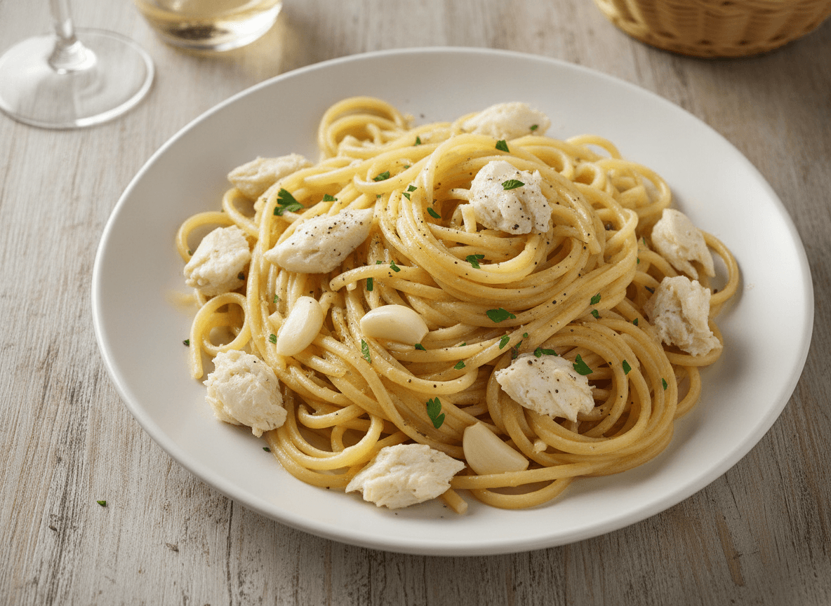 Crab Linguine with Garlic and White Wine