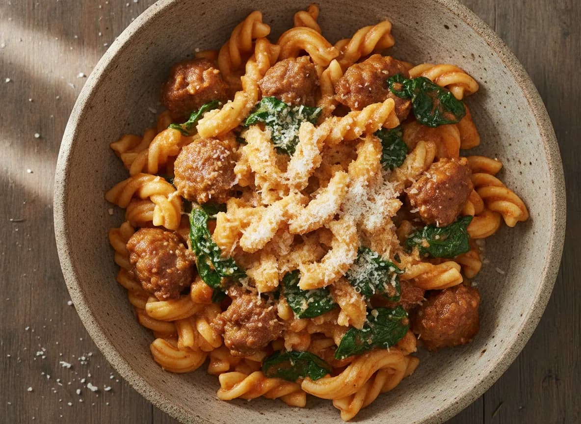 Creamy Tomato and Spinach Pasta with Sausage