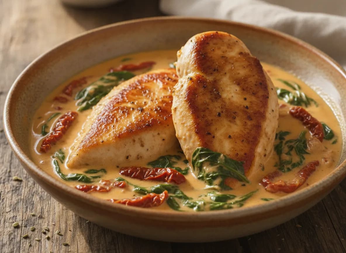 Creamy Tuscan Chicken with Spinach and Sun-Dried Tomatoes