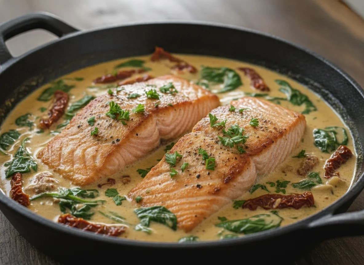 Creamy Tuscan Salmon with Sun-Dried Tomatoes