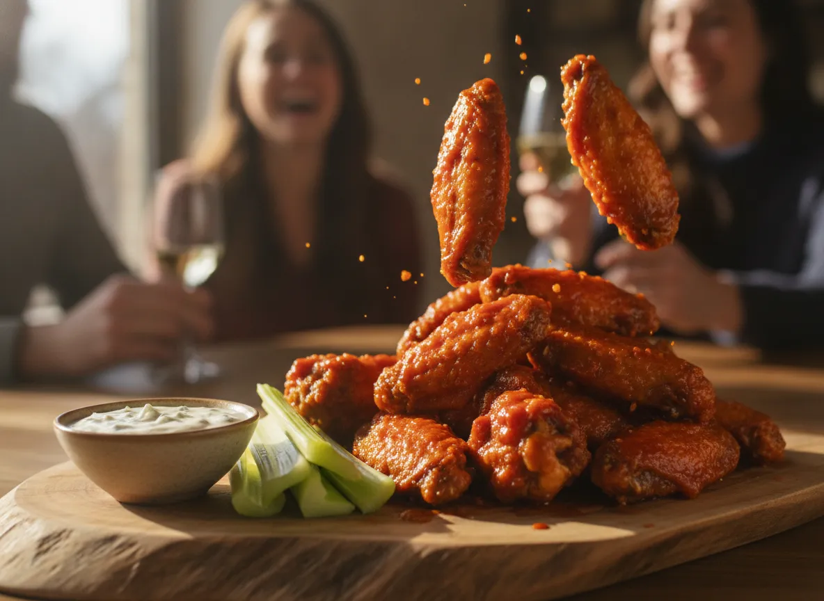 Crispy Air Fryer Chicken Wings with Buffalo Sauce