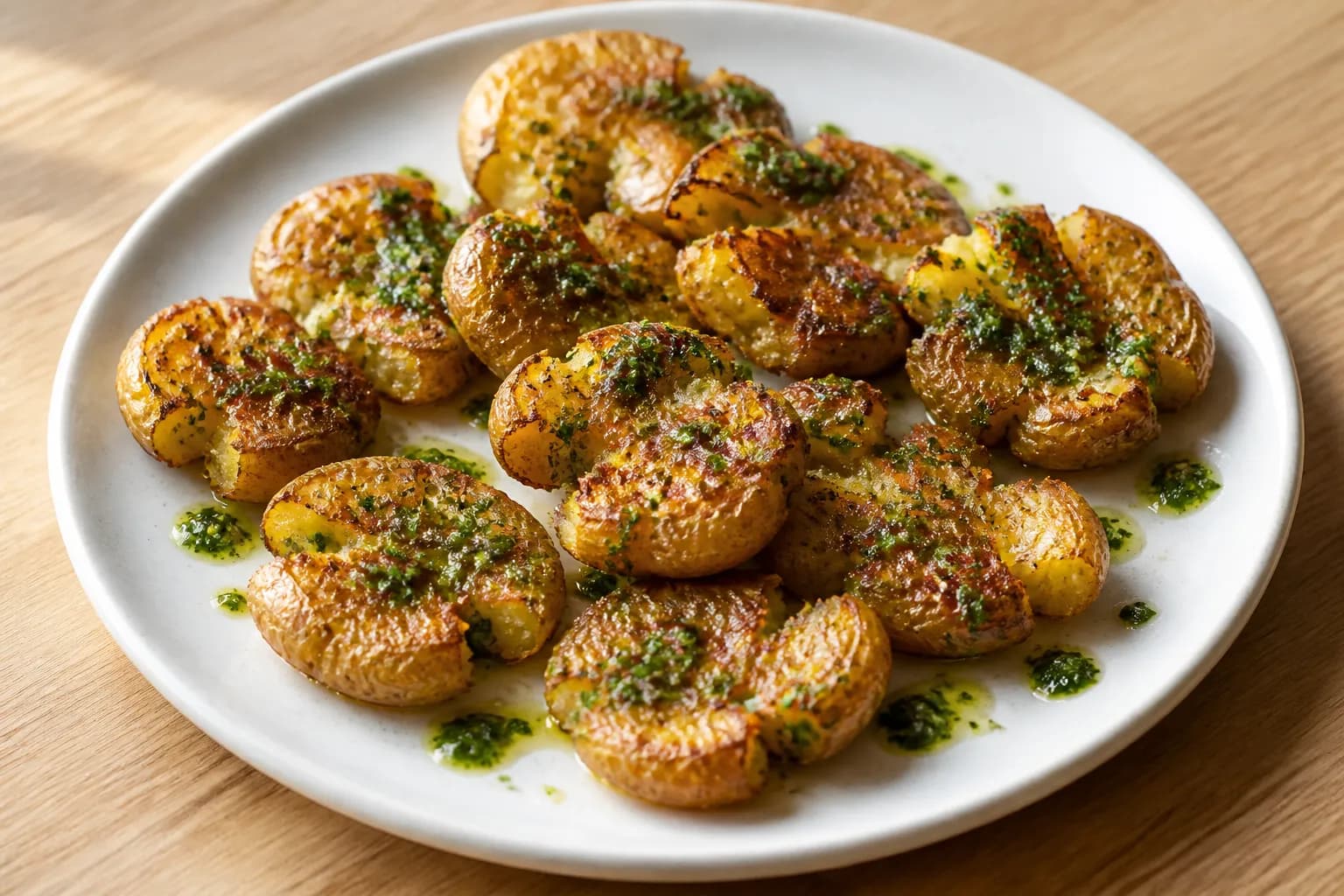 Crispy Smashed Potatoes with Herb Oil recipe