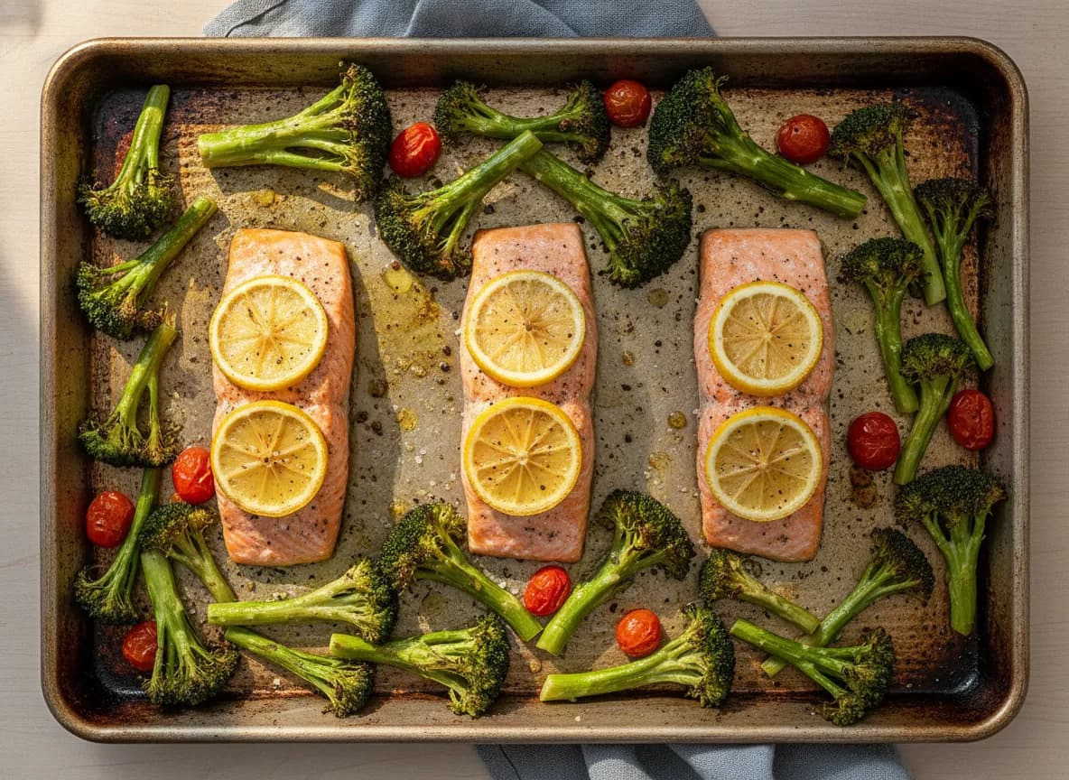 Easy Baked Salmon with Roasted Broccoli and Lemon