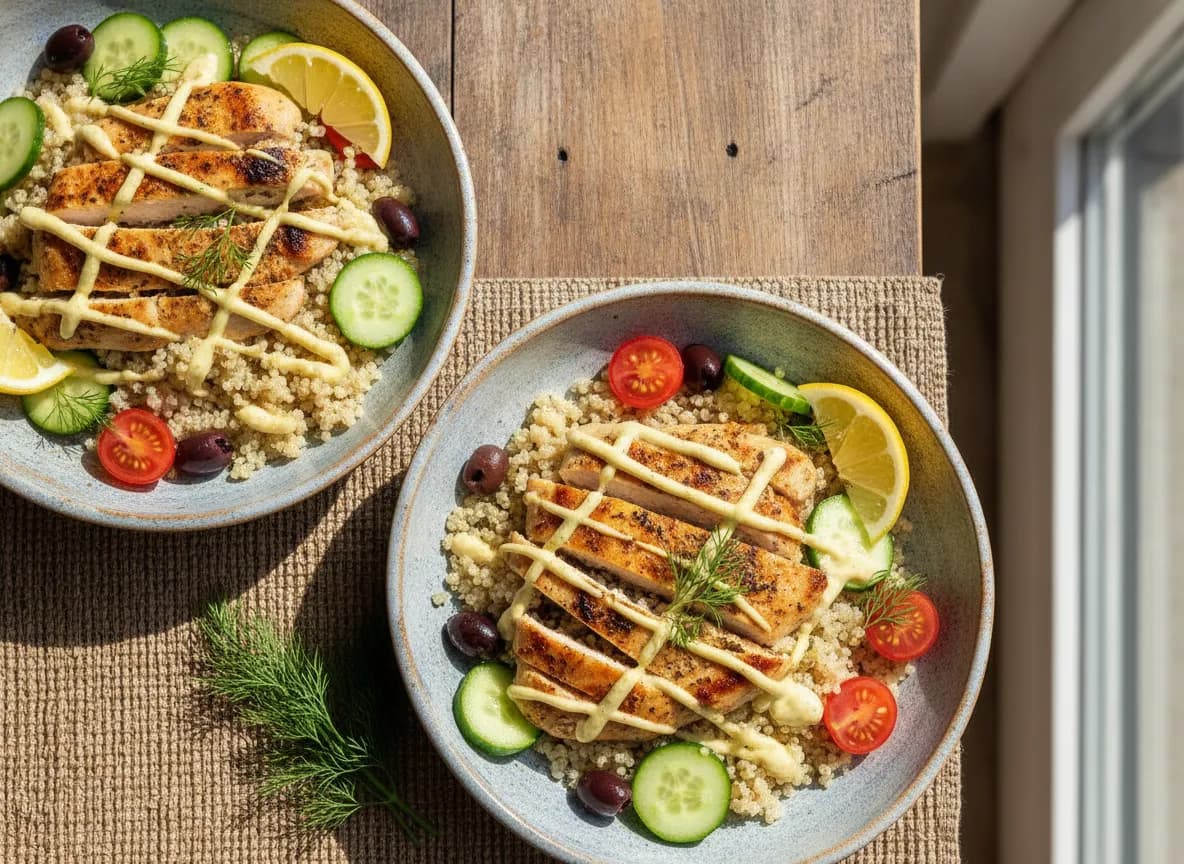 Greek Lemon-Dill Chicken and Quinoa Bowls