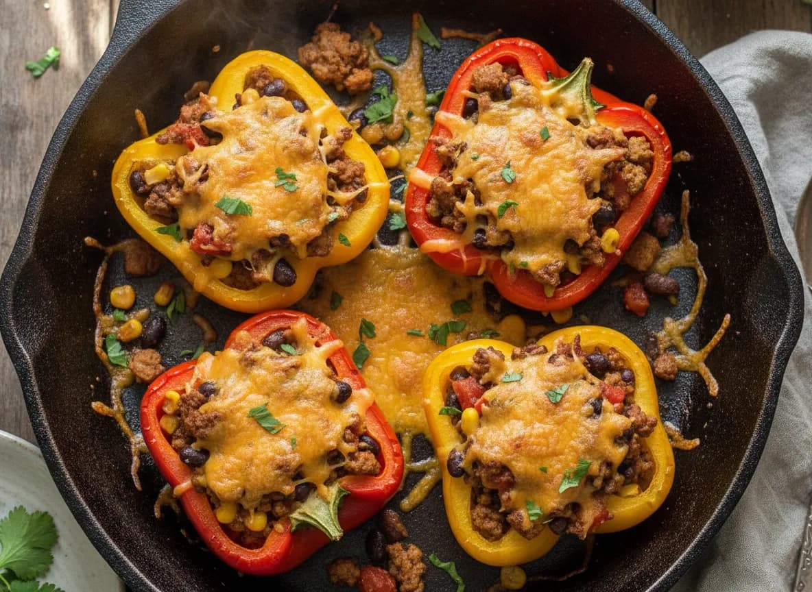 Ground Turkey and Black Bean Stuffed Bell Peppers