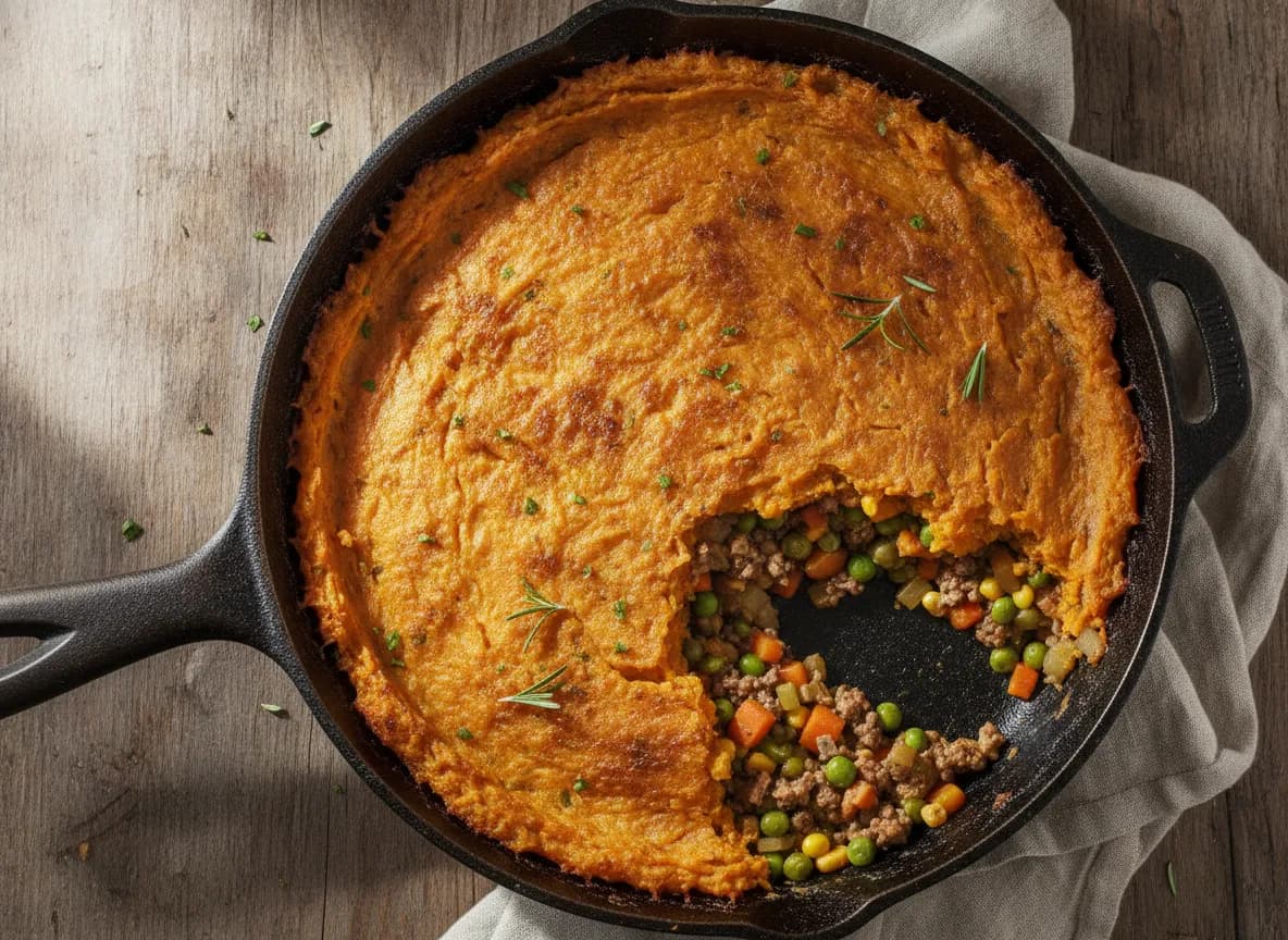 Ground Turkey and Lentil Shepherd's Pie with Sweet Potato Topping