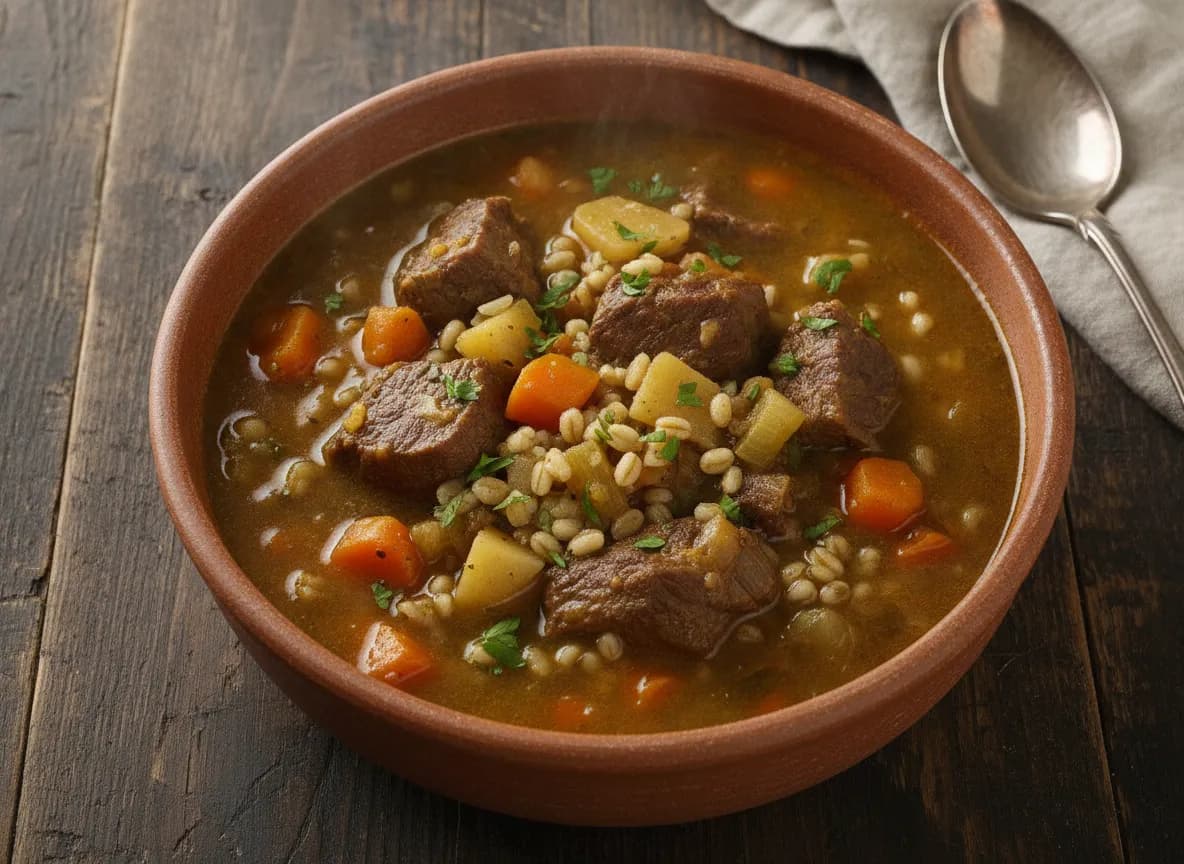 Hearty Beef and Barley Stew with Root Vegetables