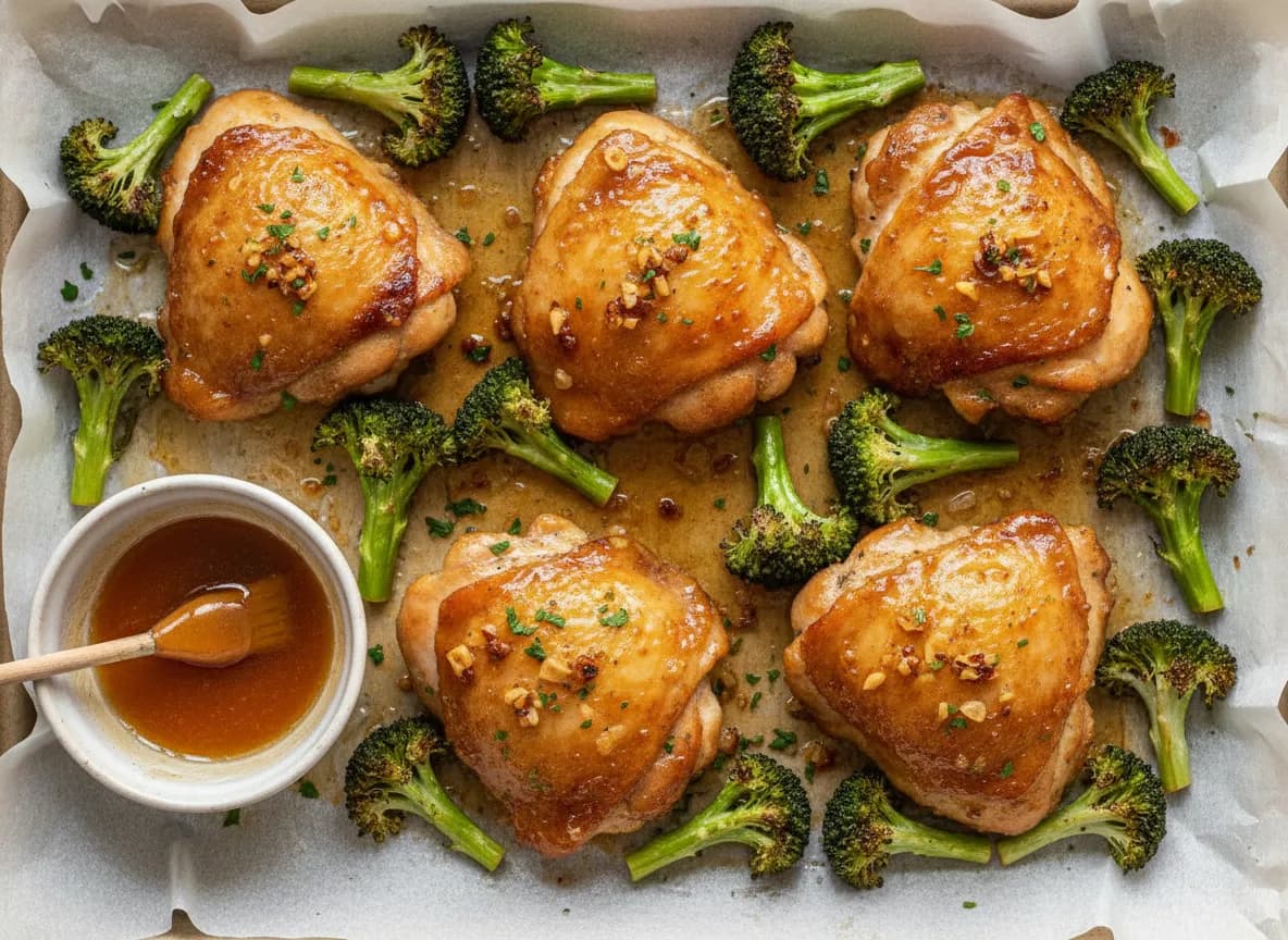 Honey Garlic Glazed Chicken Thighs with Roasted Broccoli