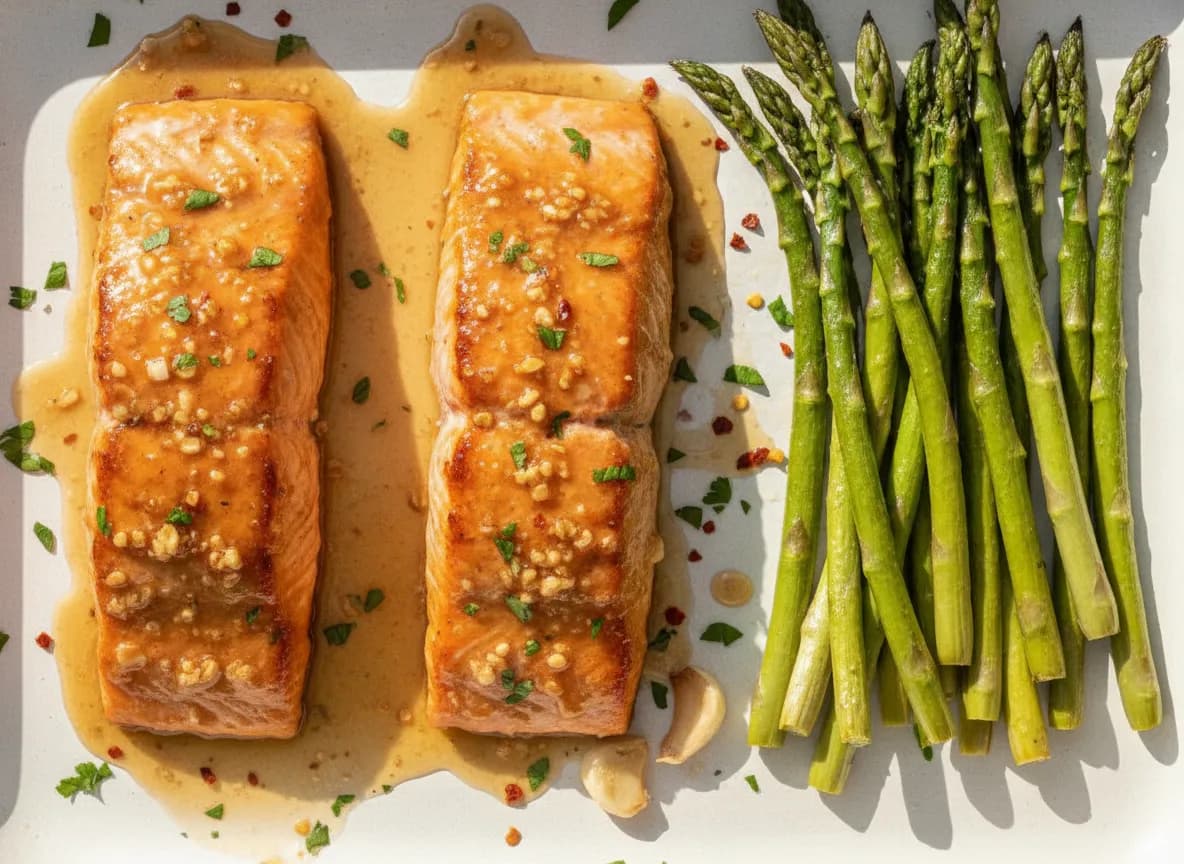 Honey Garlic Glazed Salmon with Roasted Asparagus
