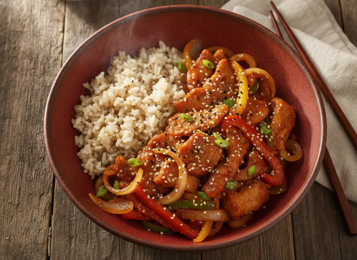 Korean Gochujang Pork Stir-Fry with Brown Rice