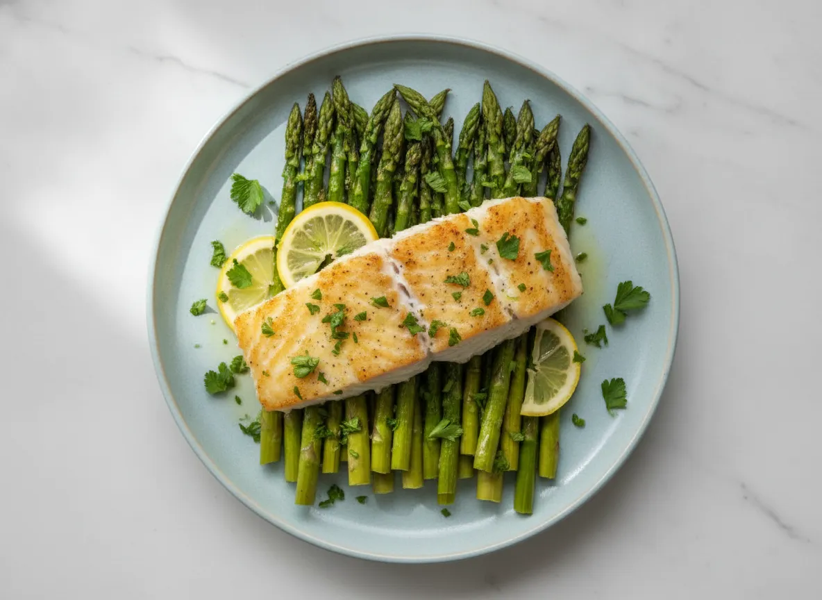 Lemon Garlic Baked Cod with Roasted Asparagus