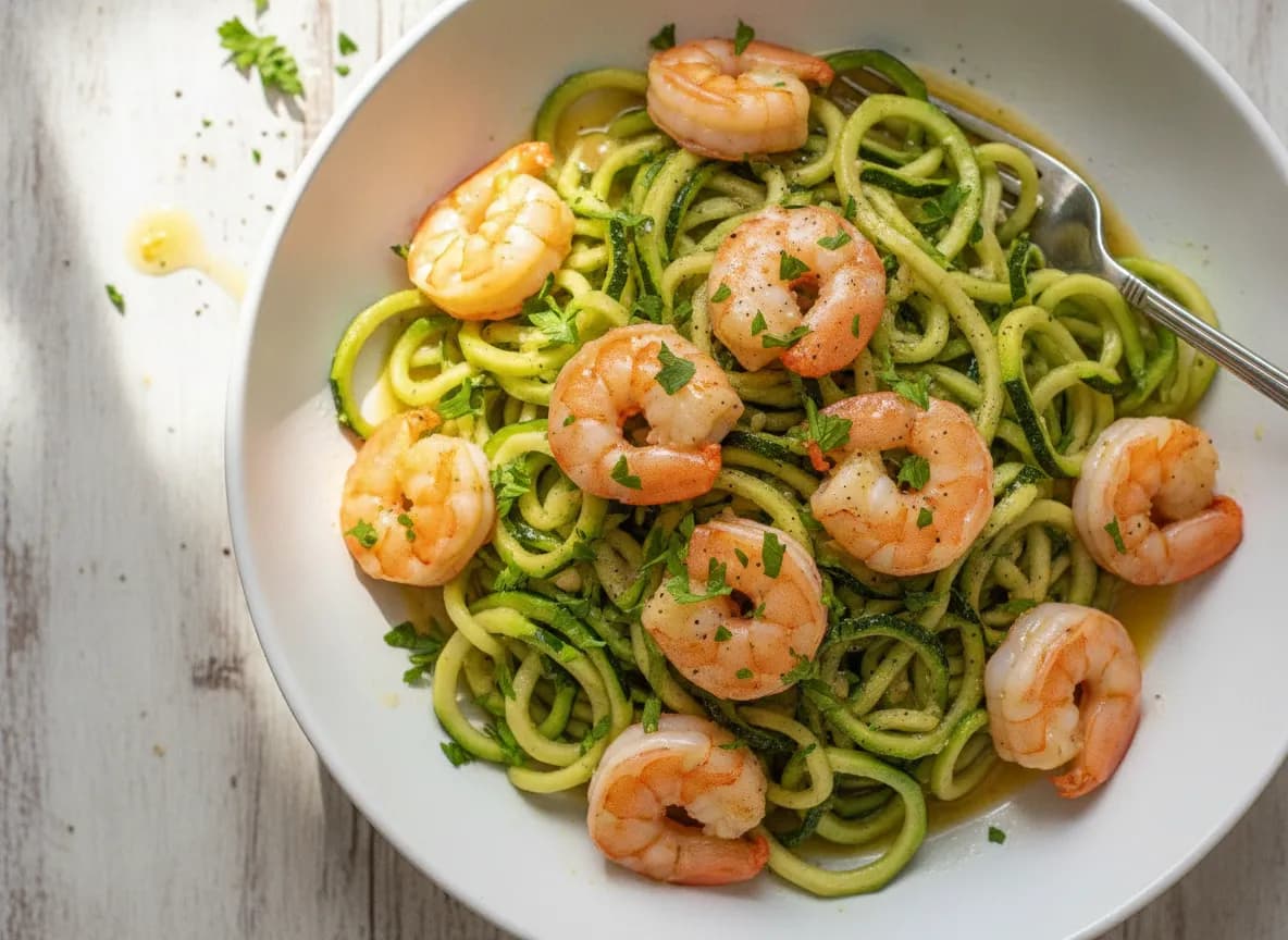 Lemon Garlic Butter Shrimp Scampi with Zucchini Noodles