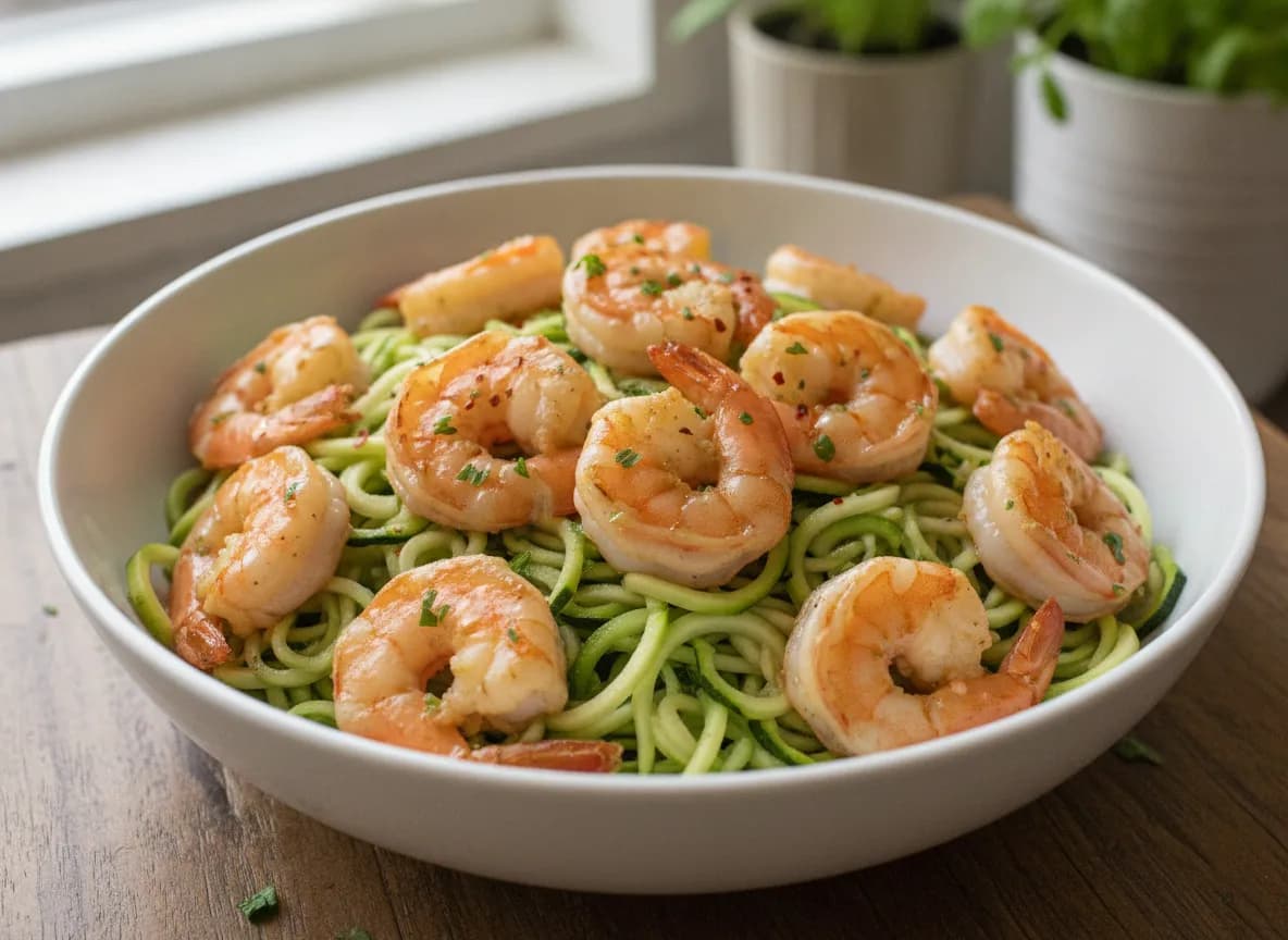 Lemon Garlic Butter Shrimp with Zucchini Noodles