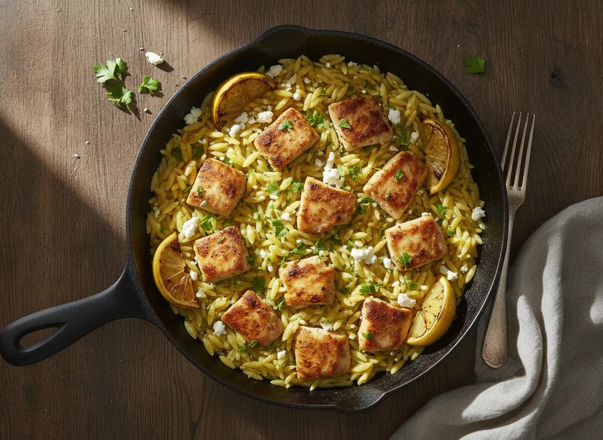 Lemon Herb Chicken & Orzo Skillet