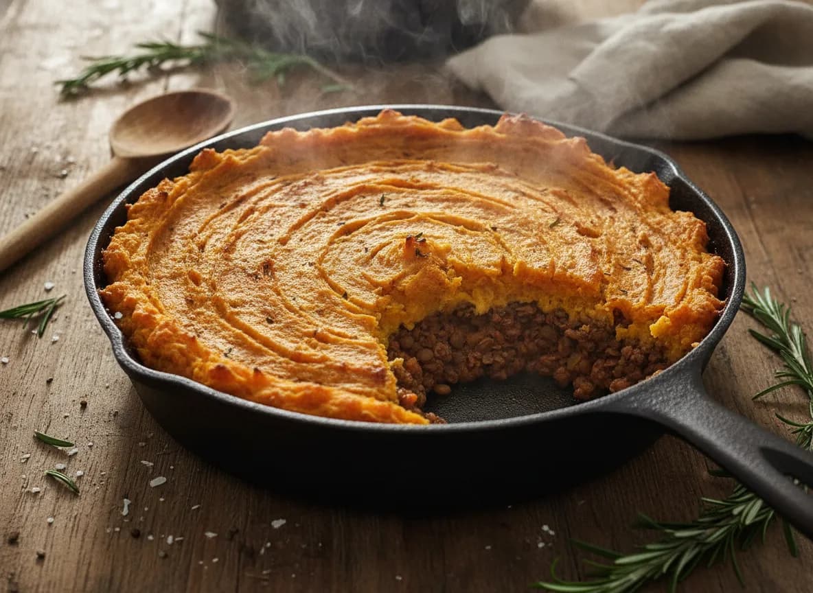 Lentil and Beef Shepherd's Pie with Sweet Potato Topping