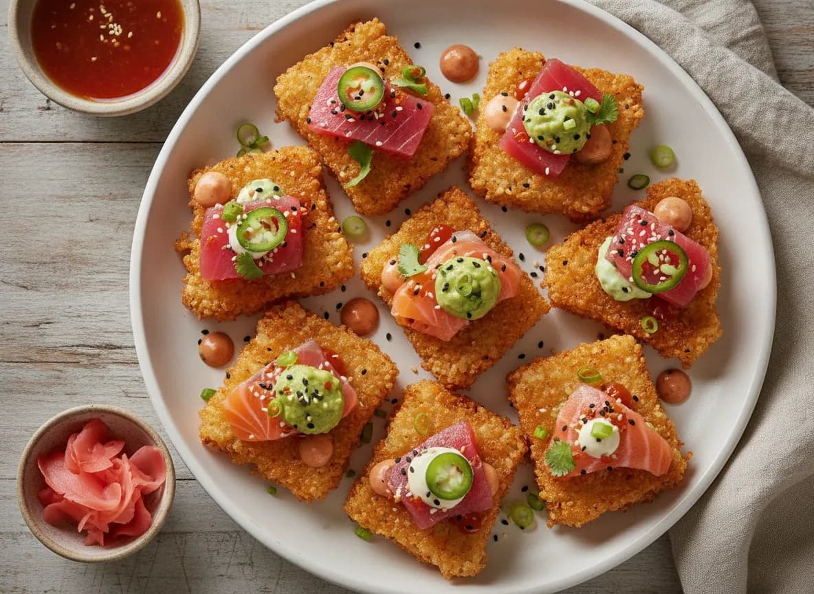 Loaded Crispy Rice — This innovative take on crispy rice has become a viral sensation, popular for its satisfying texture an…
