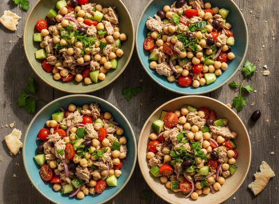 Mediterranean Chickpea and Tuna Salad Bowls