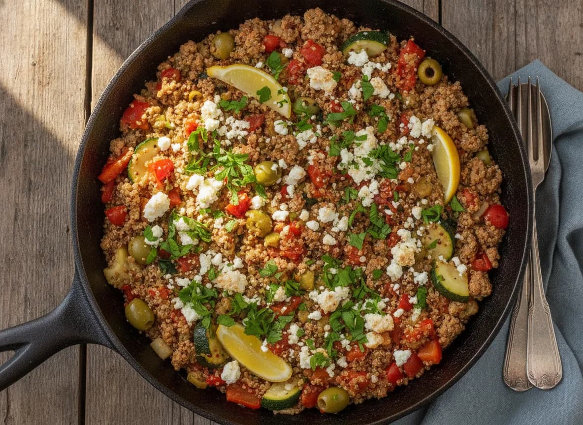 Mediterranean Turkey and Quinoa Skillet