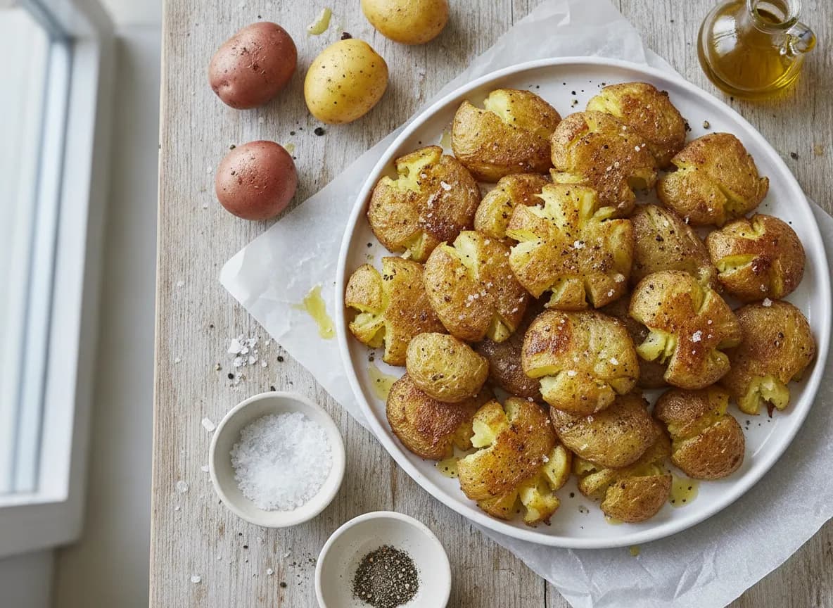 Minute Crispy Smashed Potatoes recipe