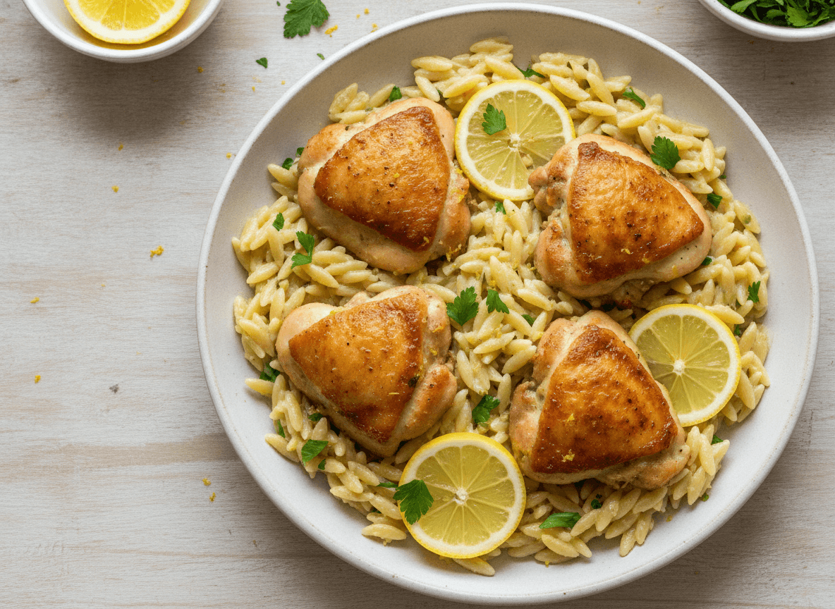 One-Pan Lemon Chicken and Orzo recipe