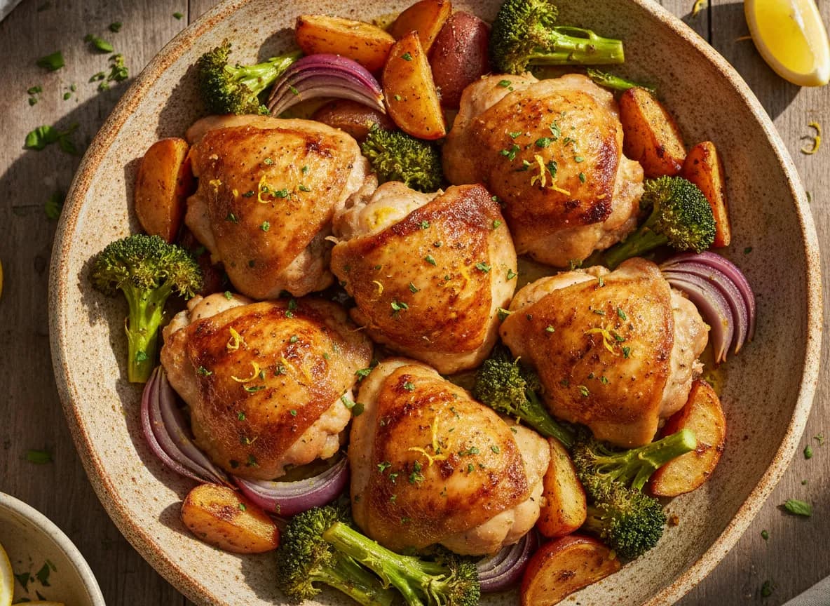 One-Pan Lemon Herb Roasted Chicken and Veggies